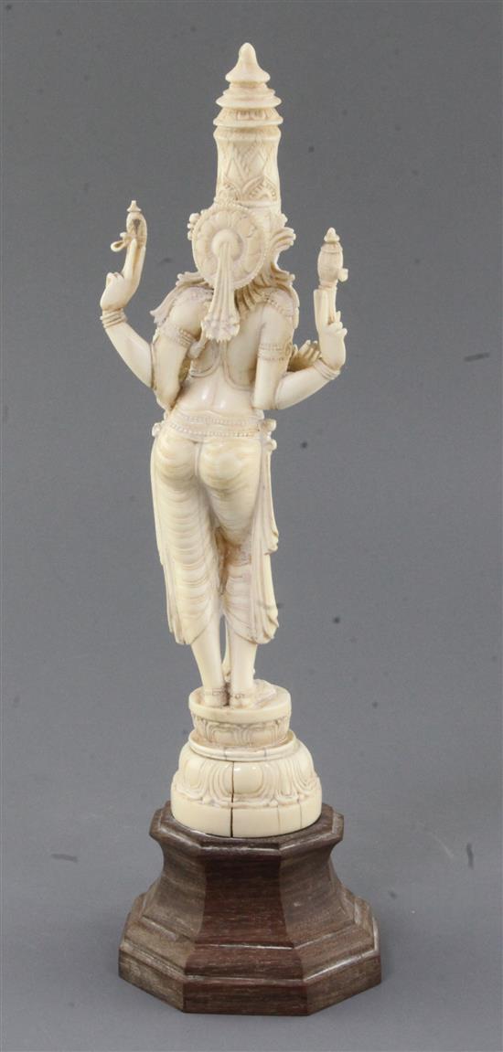 An Indian carved ivory figure of Parvati and Ganesh, c.1900, overall height 30.5cm